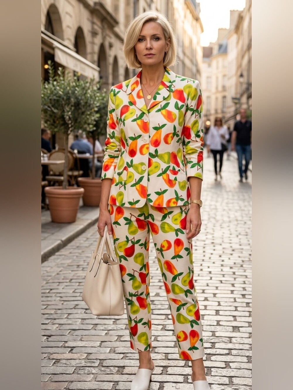 Harve Bernard Fruit-Print Women’s Vibrant Pantsuit
